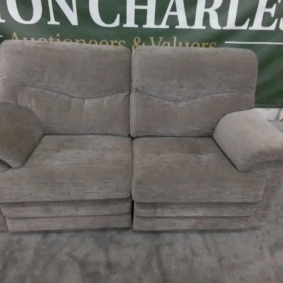 DESIGNER G PLAN MADE STRATFORD DESTINY STORMFABRIC MANUAL RECLINING TWO SEATER SOFA