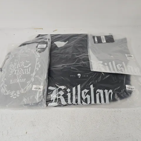 LOT OF APPROXIMATELY 16 BRAND NEW KILLSTAR ITEMS TO INCLIDE ZOSMIE JACKETS, DARK AURA CLOAKS AND BIKINI BOTTOMS - VARIOUS SIZES