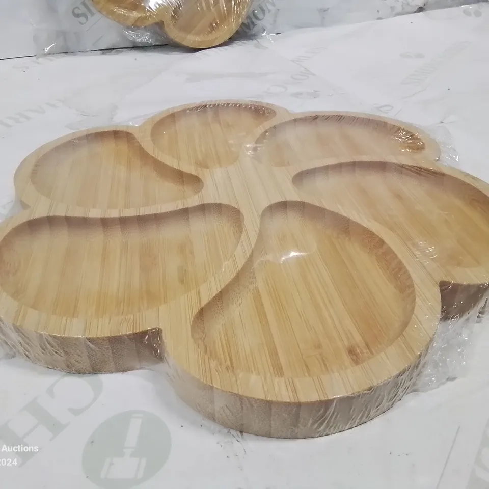 18 SEALED 6-SECTION BAMBOO FRUIT/FOOD SERVING TRAYS