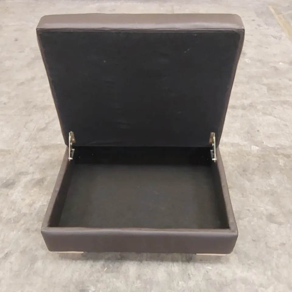 DESIGNER CHOCOLATE LEATHER OTTOMAN STORAGE FOOTSTOOL 