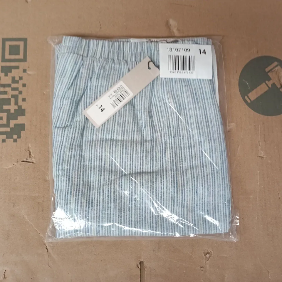 BAGGED ROMAN P-STRIPE TROUSERS IN BLUE SIZE 14