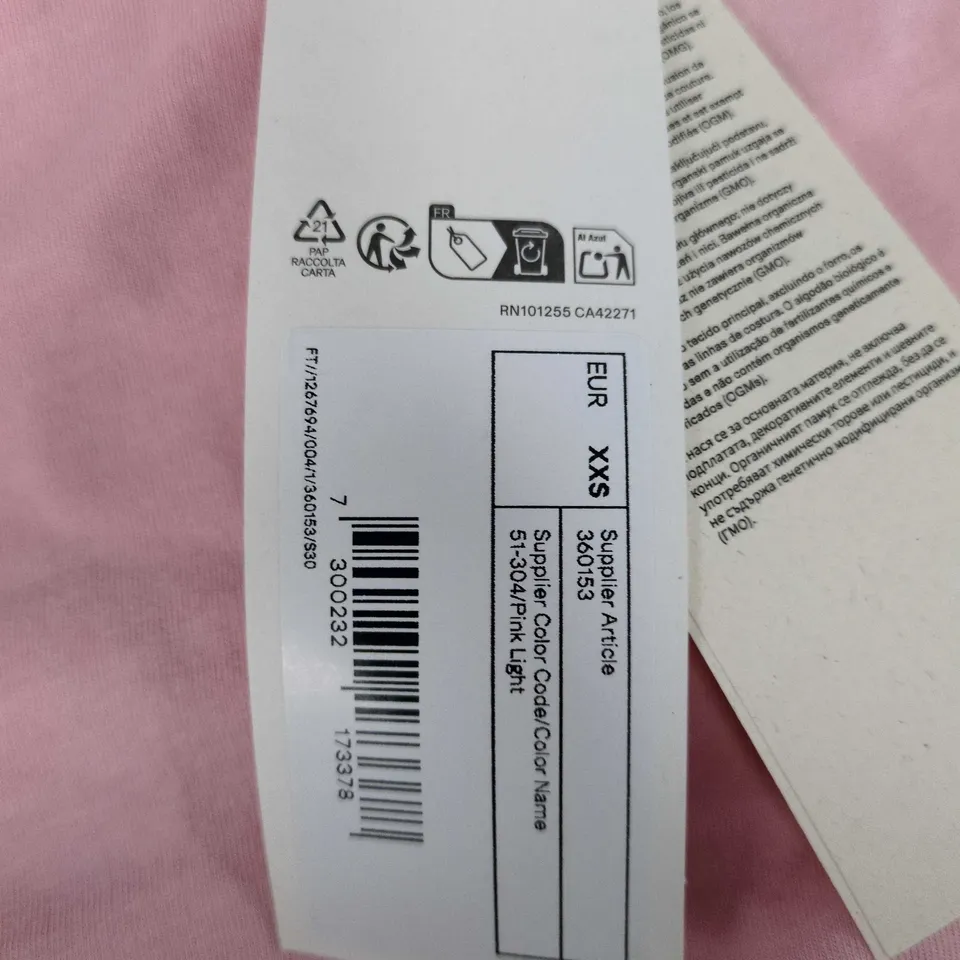 ARKET PINK 100% ORGANIC COTTON T-SHIRT – UK XXS (EU XXS)