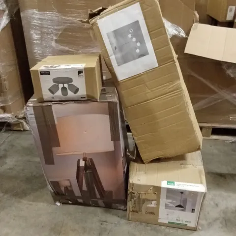 PALLET TO CONTAIN A LARGE QUANTITY OF DESIGNER HOME LIGHTING GOODS AND PRODUCTS 