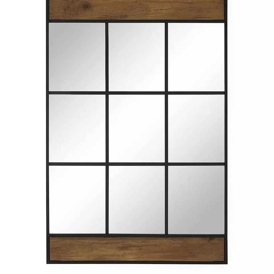 BOXED WOOD DETAIL WINDOWPANE MIRROR - COLLECTION ONLY