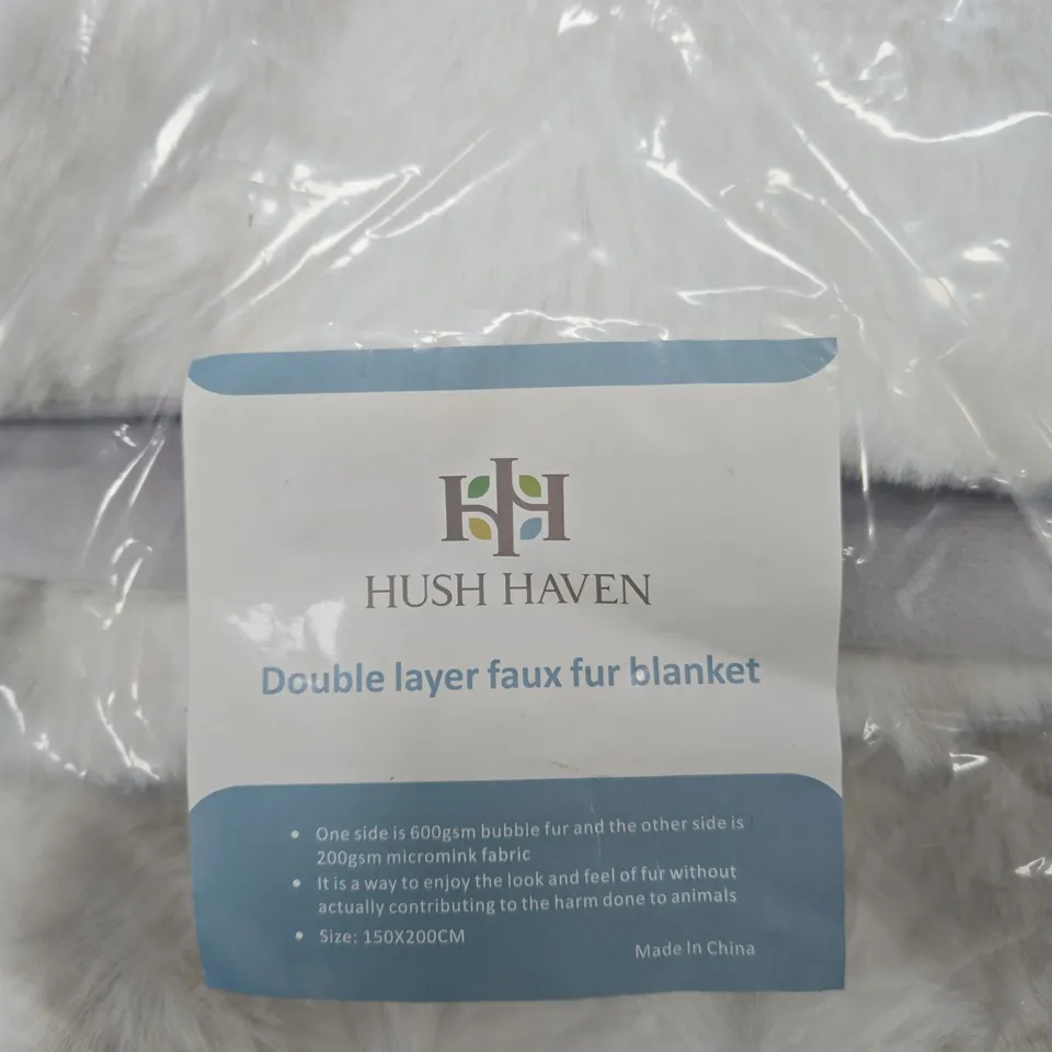 HUSH HAVEN DOUBLE LAYER FAUX FUR BLANKET – 150 X 200 CM – SEALED