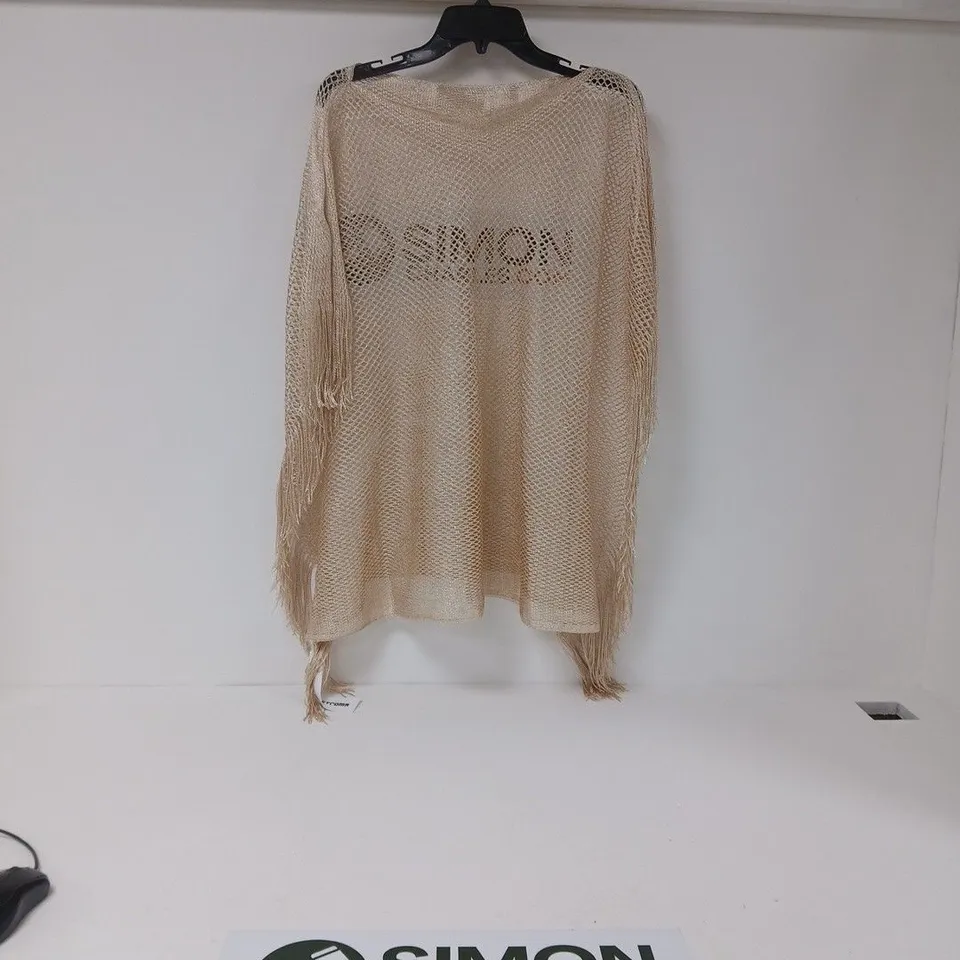 XANDER KOSTROMA GOLD MESH SHAWL WITH FRINGE HEM