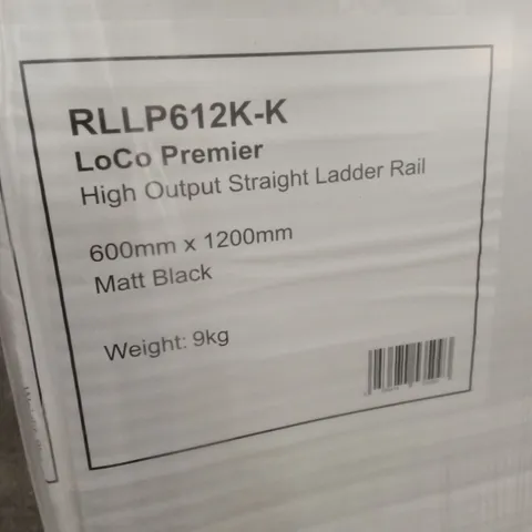BOXED LOCO PREMIER HIGH OUTPUT STRAIGHT LADDER TOWEL RADIATOR, MATT BLACK - 600 x 1200mm