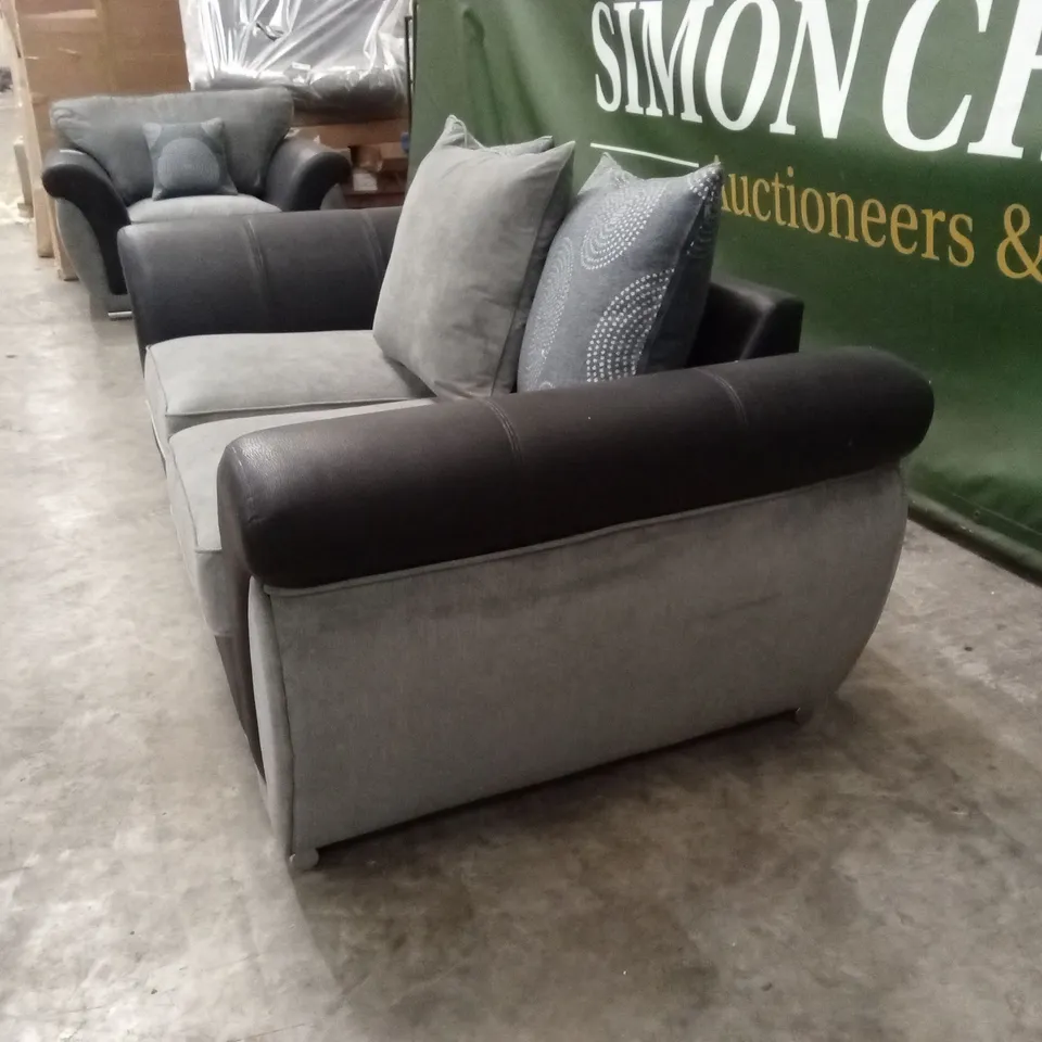 DANUBE FABRIC/FAUX LEATHER 2 SEATER SOFA RRP £549