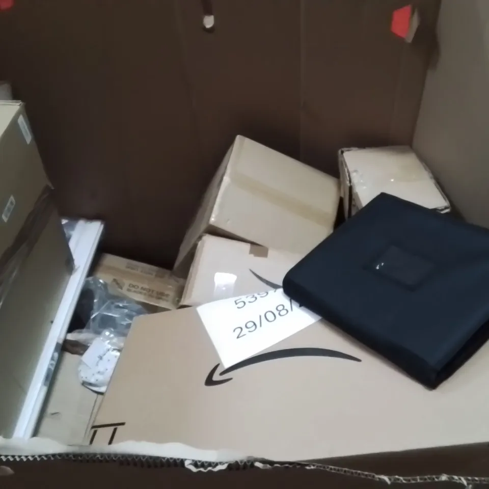 PALLET OF ASSORTED HOUSEHOLD GOODS AND PRODUCTS TO INCLUDE;TOOL BAG,AIR COOLER,DARTBOARD SAFETY RING