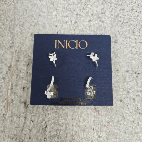 INICIO STERLING SILVER BUTTERFLY BUMBLE BEE EARRINGS - PACK OF 2 