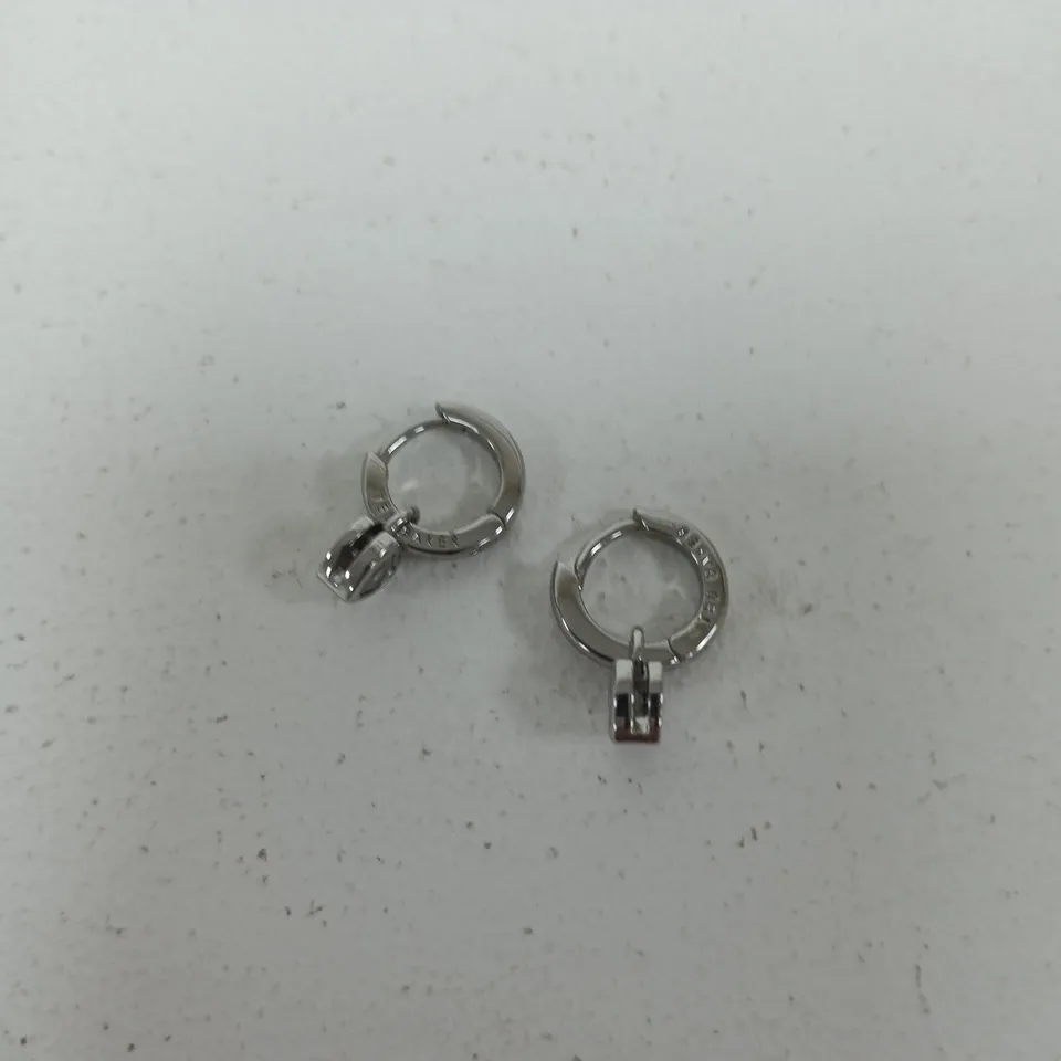 TED BAKER SILVER-TONE HOOP EARRINGS WITH HEART DROP CHARMS
