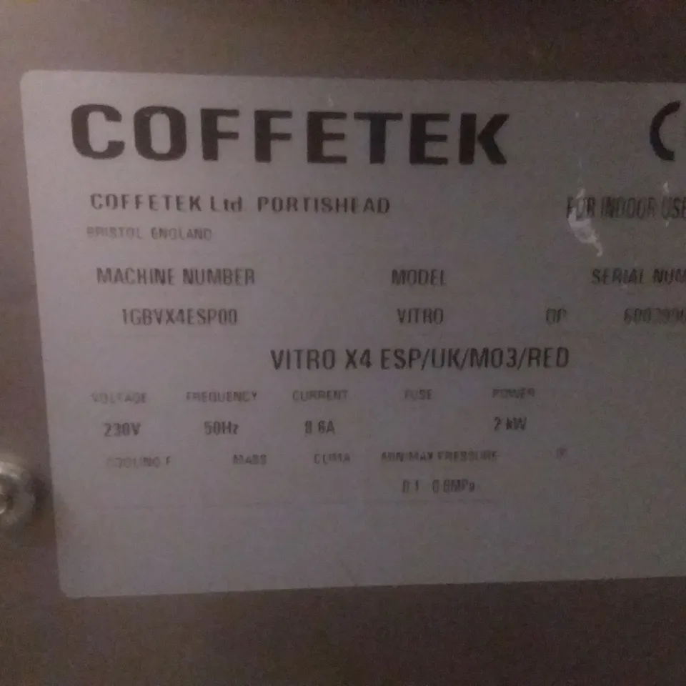 COFFETEK VITRO X4 ESP COFFEE MACHINE 