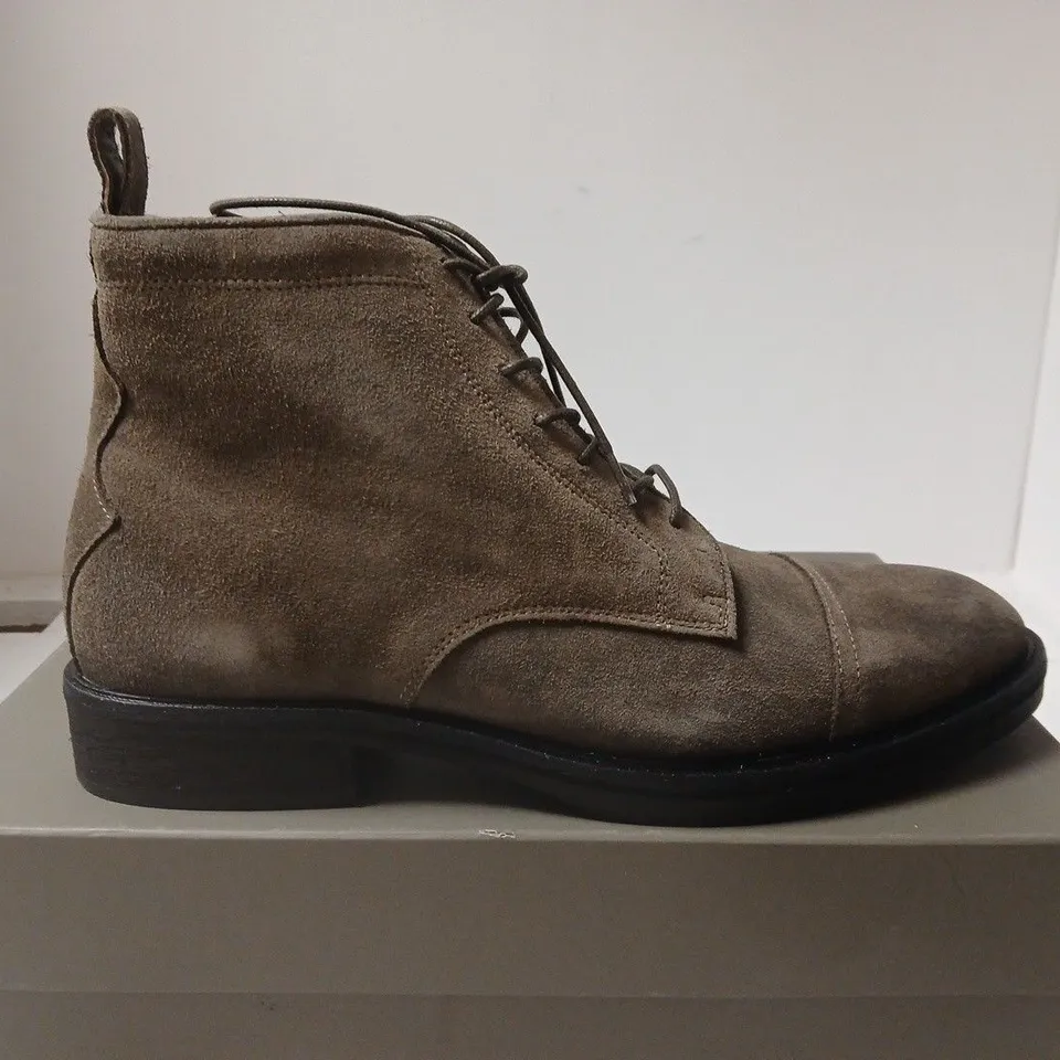 BOXED PAIR OF ALL SAINTS DRAGO SUEDE BOOTS - UK SIZE 10