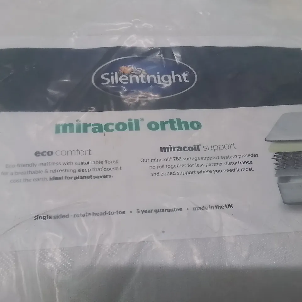 QUALITY BAGGED SILENTNIGHT MIRACOIL ORTHOPEDIC SINGLE MATTRESS 