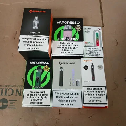 APPROXIMATELY 20 VAPES, E-CIGARETTES & ACCESSORIES TO INCLUDE - VAPORESSO XROS 4 - GEEKVAPE L200 - VAPORESSO LUXE X PRO - ETC