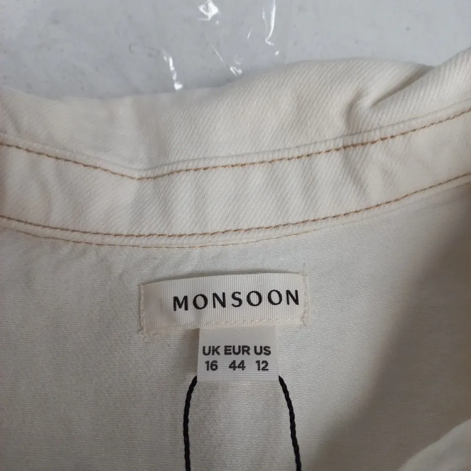 MONSOON WOMEN'S DENIM JACKET – WHITE, UK 16 (EU 44)