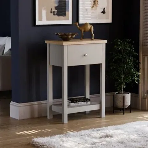 BOXED AQUITAINE LAMP SIDE TABLE WITH STORAGE -GREY-