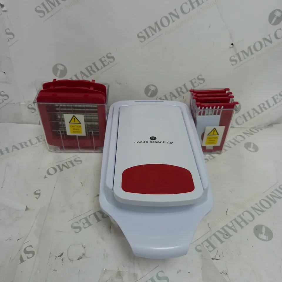 BOXED COOK'S ESSENTIALS CHOPPER 8 SLICE & DICE BLADES IN RED