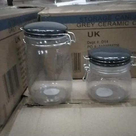 PALLET OF APPROXIMATELY 30 X BOXES OF BRAND NEW GEORGE HOME 500ML GREY CERAMIC CLIP LID JARS - 24 JARS PER BOX AND 10 X BOXES OF BRAND NEW GEORGE HOME 1L GREY CERAMIC CLIP LID JARS - 8 JARS PER BOX 