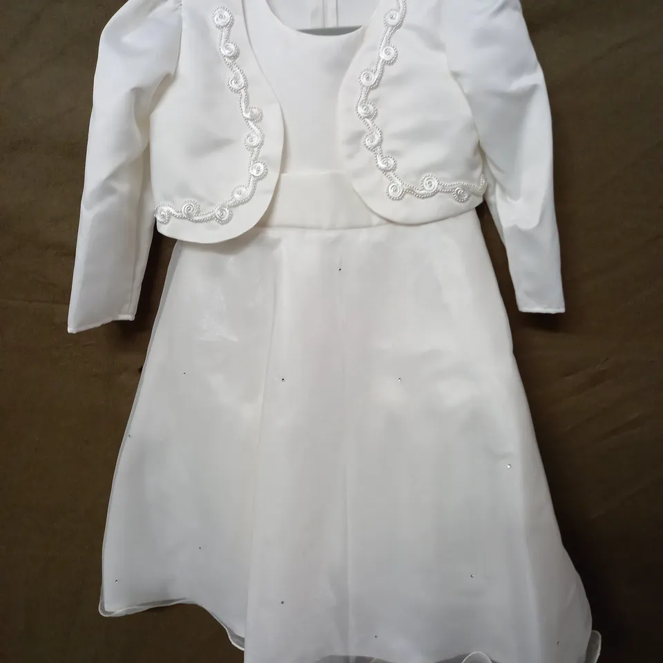 IVORY OCCASIONAL DRESS WITH SHOULDER JACKET - KIDS 3/4 YEARS