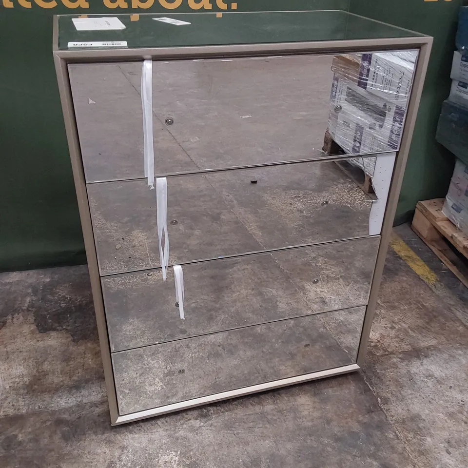 DESIGNER MIRRORED FOUR DRAWER CHEST