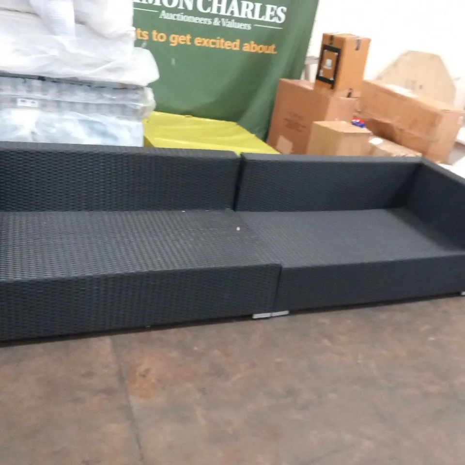 TWO RATTAN EFFECT SOFA CORNER SECTIONS