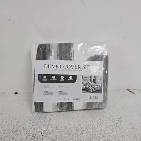 DUVET COVER SET KING SIZE STRIPED GREY