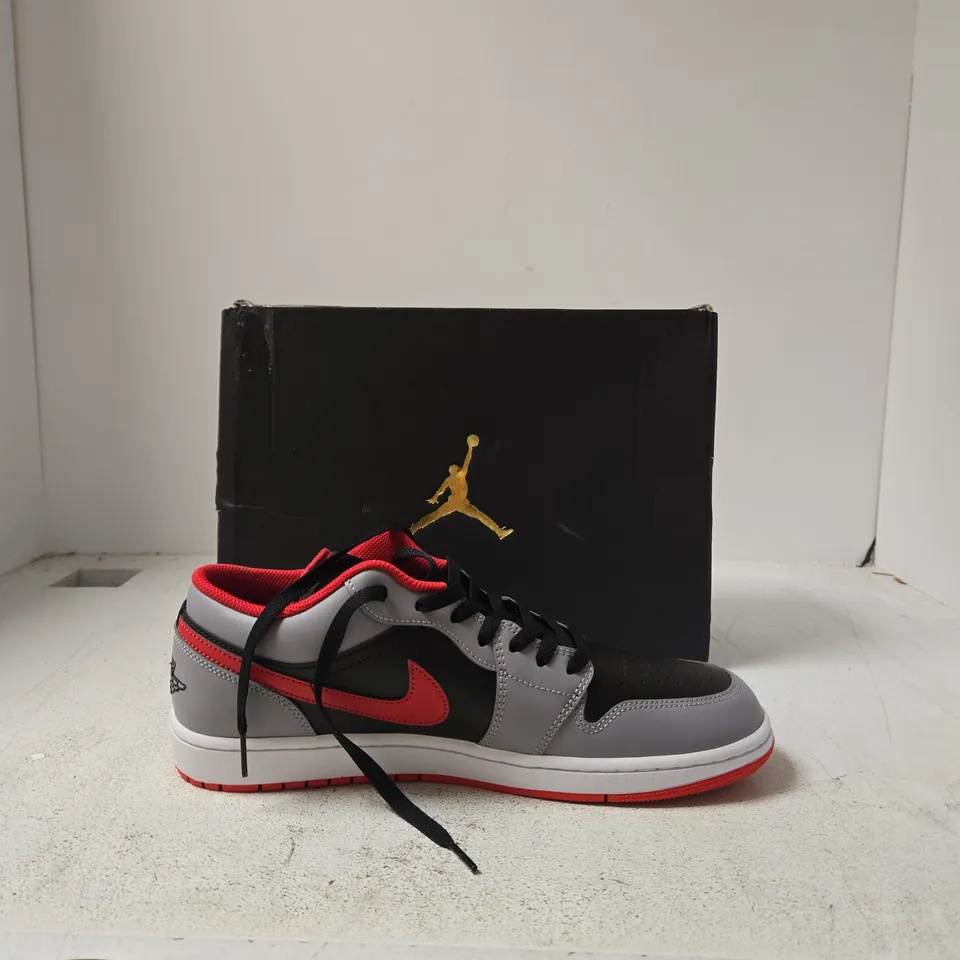 AIR JORDAN 1 LOW SNEAKERS – BLACK/FIRE RED/CEMENT GREY, UK 11 (EU 46)