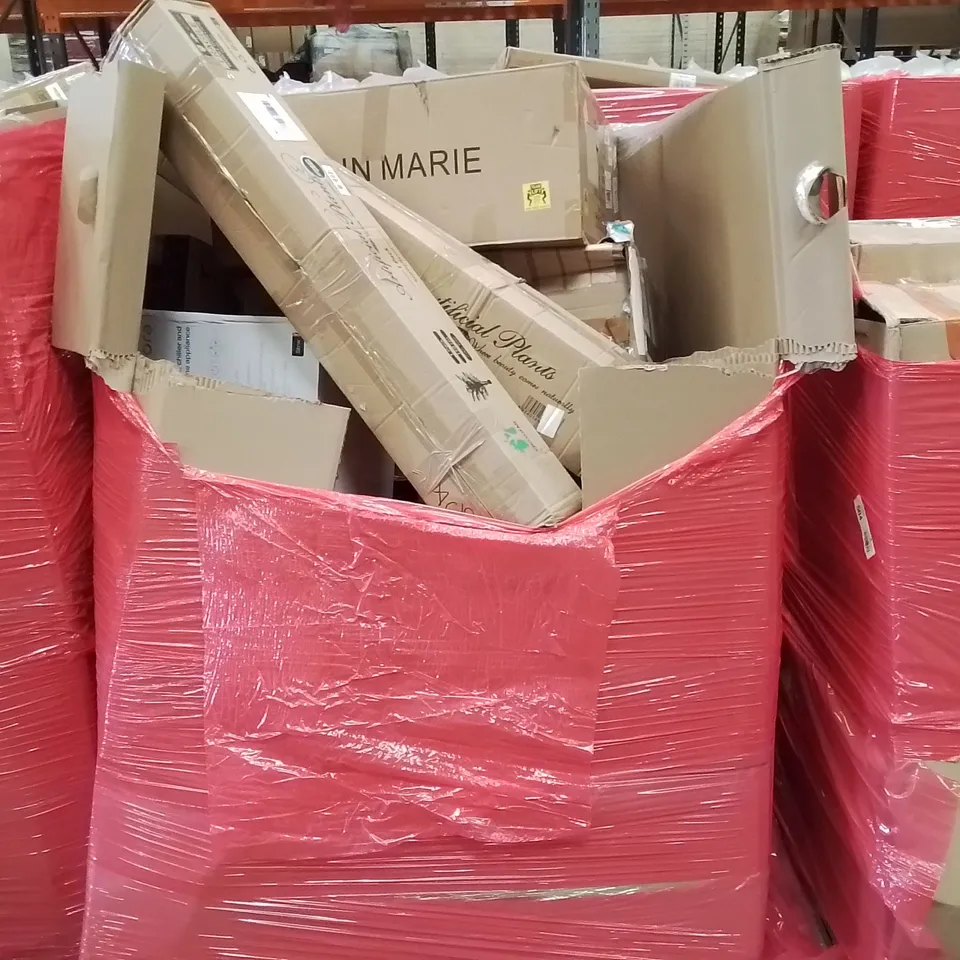 PALLET CONTAINING ASSORTED ITEMS INCLUDING: BAIN MARIE, ASC 24" MONITOR, WIFI AIR PURIFIER, WATER DISPENSER, ARTIFICIAL PLANTS ECT