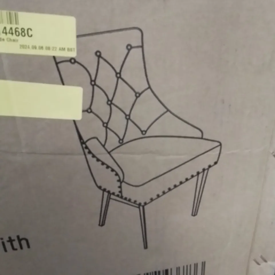 BOXED MONTFORD CHAIRS VELVET FULL BACK SIDE CHAIR (1 BOX)