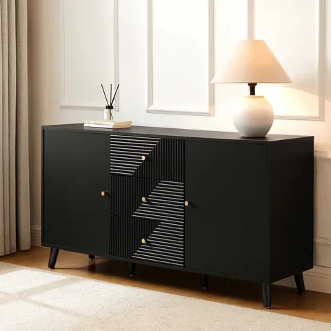 BOXED DUSK DORA LARGE SIDEBOARD WITH DRAWERS - BLACK (1 BOX)