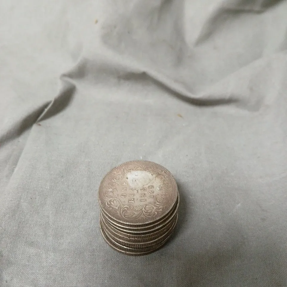 APPROXIMATELY 10 INDIAN SILVER ONE RUPEE COINS