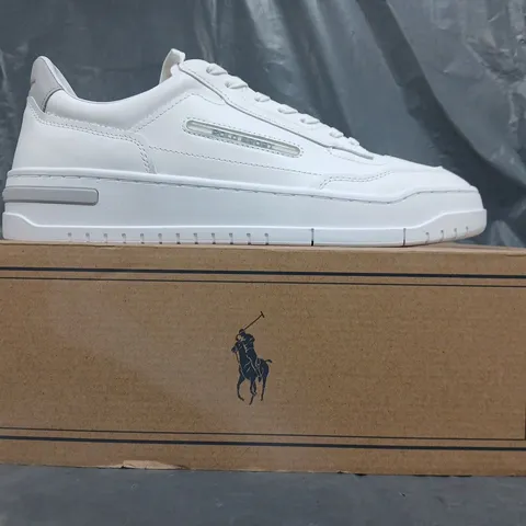 BOXED PAIR OF RALPH LAUREN POLO SPORT SHOES IN WHITE SIZE UK 8