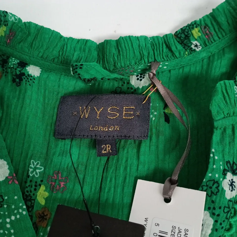 SAMARA DRESS – JADE GREEN SPACED FLORAL, WYSE LONDON, SIZE 2R 