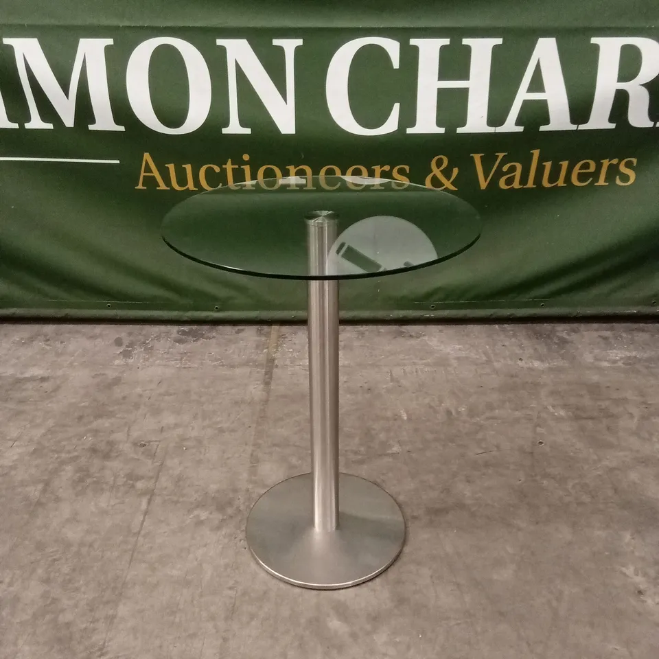 QUALITY DESIGNER BESPOKE ROUND GLASS TOP BAR TABLE