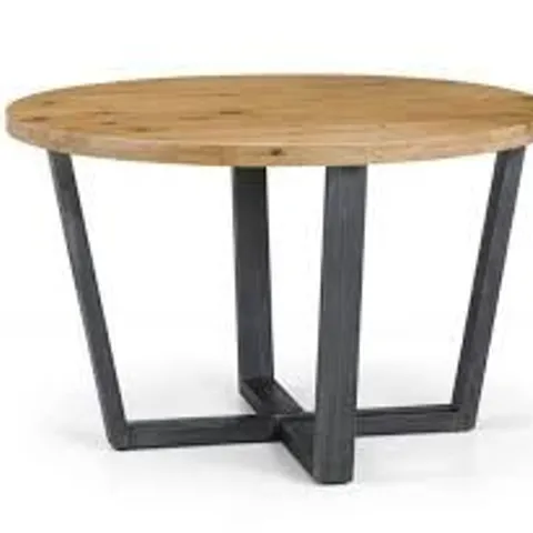 BOXED JULIAN BOWEN BROOKLYN ROUND TABLE - OAK + GUNMETAL (1 BOX)
