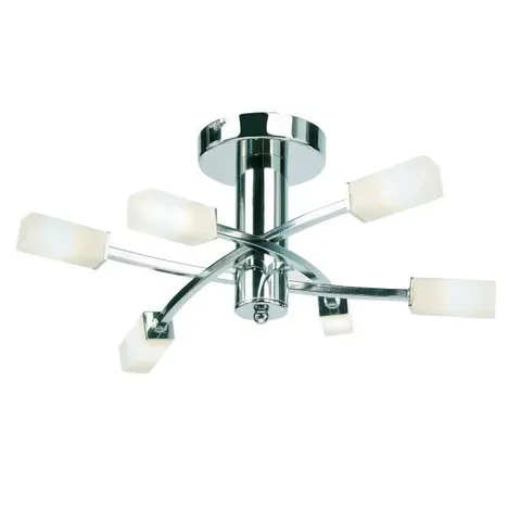 BOXED HAVANA 5 LIGHT G9 POLISHED CHROME SEMI FLUSH FITTING C/W FROSTED GLASS SHADES