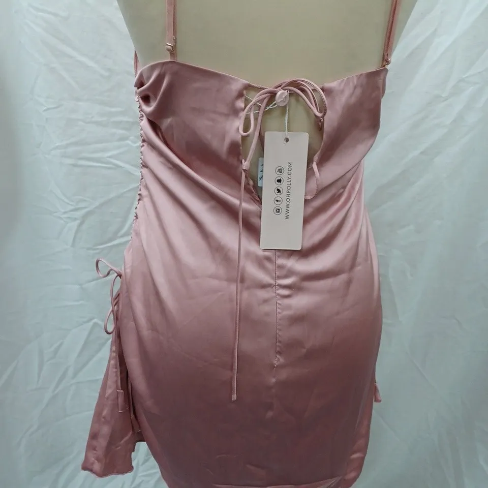 OH POLLY COWL NECK A-LINE MINI DRESS, MAUVE PINK - SIZE 12