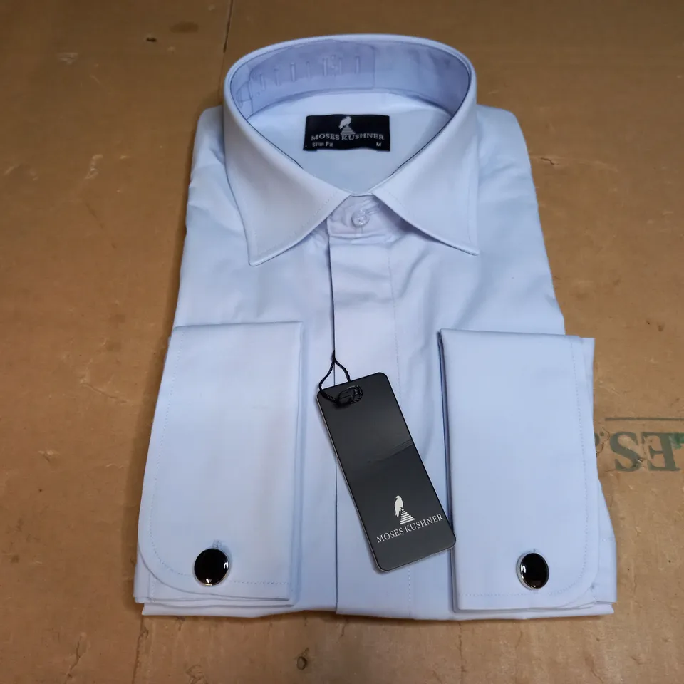 MOSES KUSHNER LOT OF 5 LONG SLEEVE SLIM FIT BUTTONED LIGHT BLUE SHIRTS - MEDIUM
