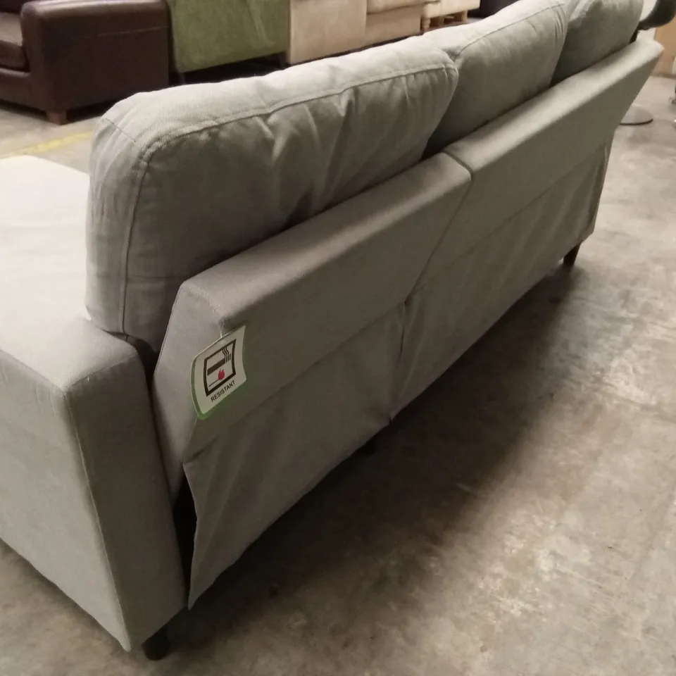 DESIGNER 3 SEATER FABRIC CHAISE SOFA - GREY