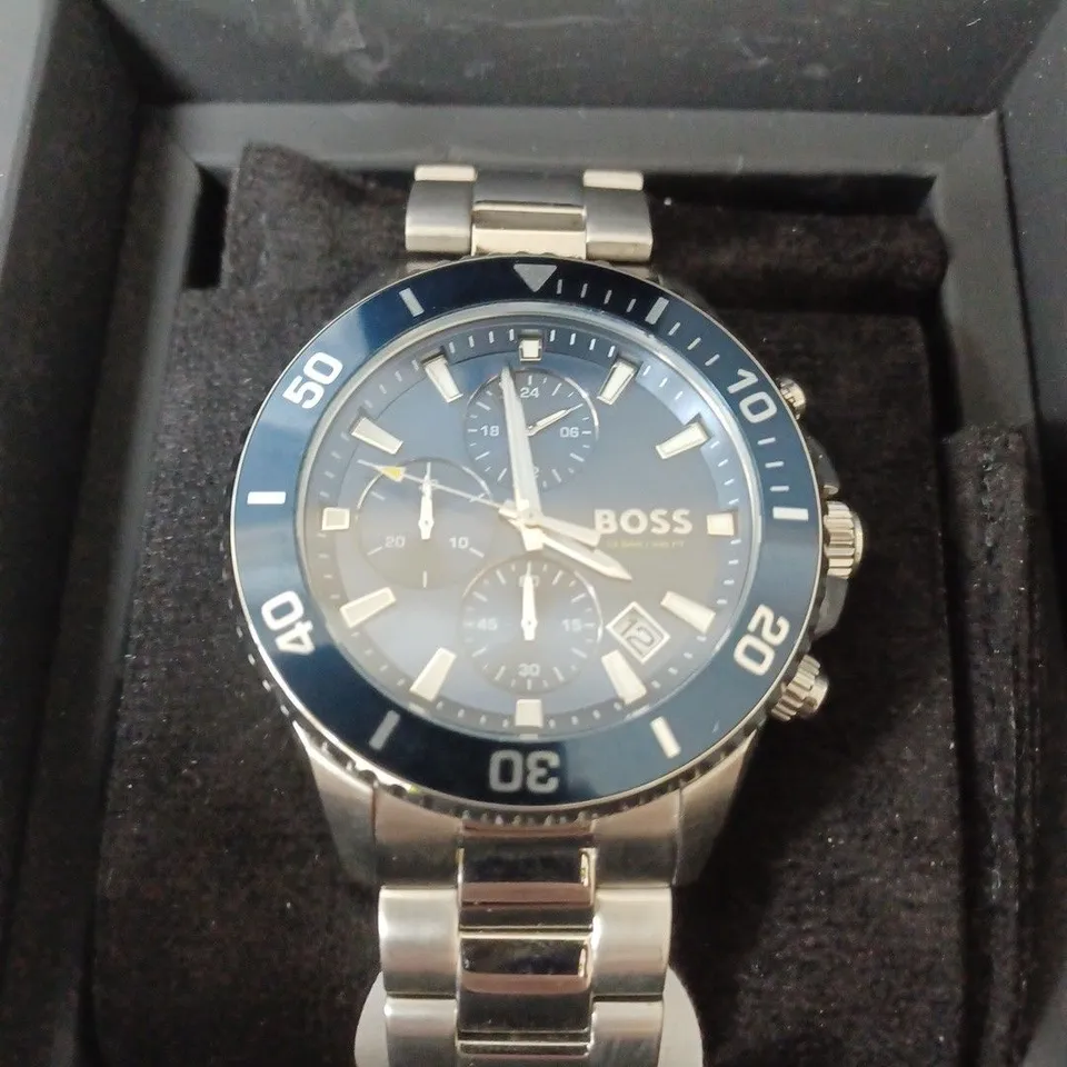 BOSS ADMIRAL BLUE CHRONOGRAPH STAINLESS STEEL WATCH WITH LINK FASTENING