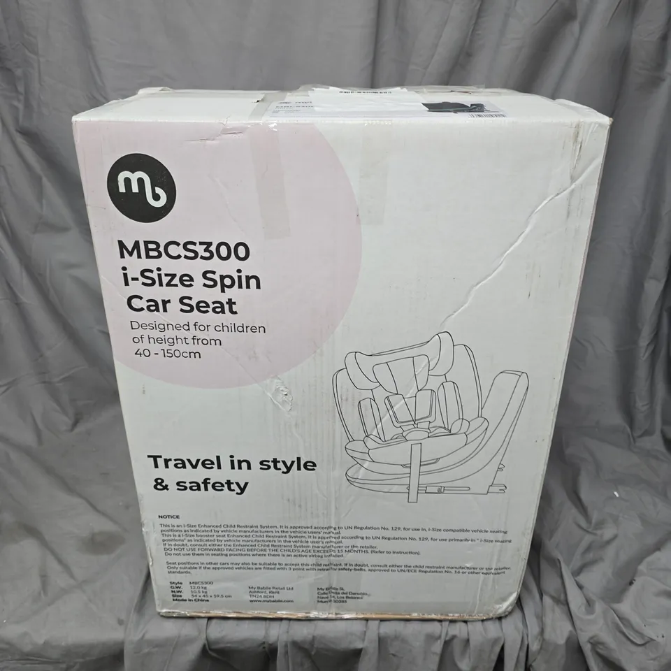BOXED MY BABIIE MBCS300 EASY SPIN R129 CAR SEAT WITH TOP TETHER - BLACK 