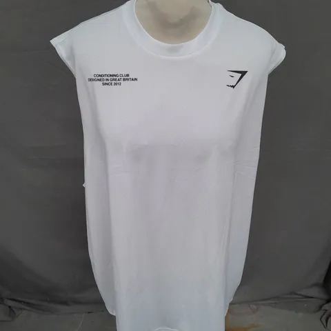 GYMSHARK CONDITIONING CLUB TANK IN WHITE SIZE L