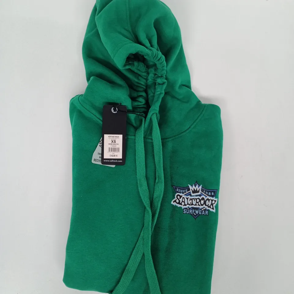 SALTROCK HERITAGE SHIELD ADULT POP HOODY IN GREEN SIZE XS