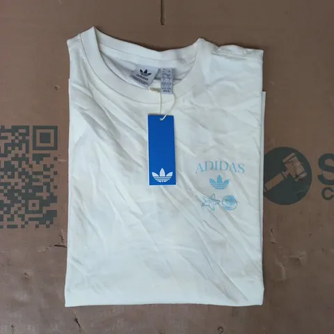 ADIDAS VACATION SEASON SHORT SLEEVE T-SHIRT IN CREAM SIZE LARGE