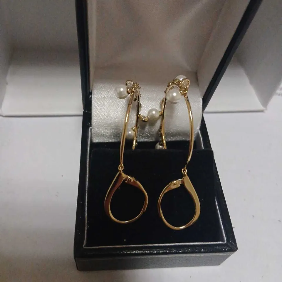 DIAMONIQUE 0.4CT TW FLOATING SHELL PEARL EARRRINGS STERLING SILVER 