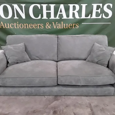 DESIGNER WILLIAM 3 SEATER HIGH BACK SOFA - GREY FABRIC