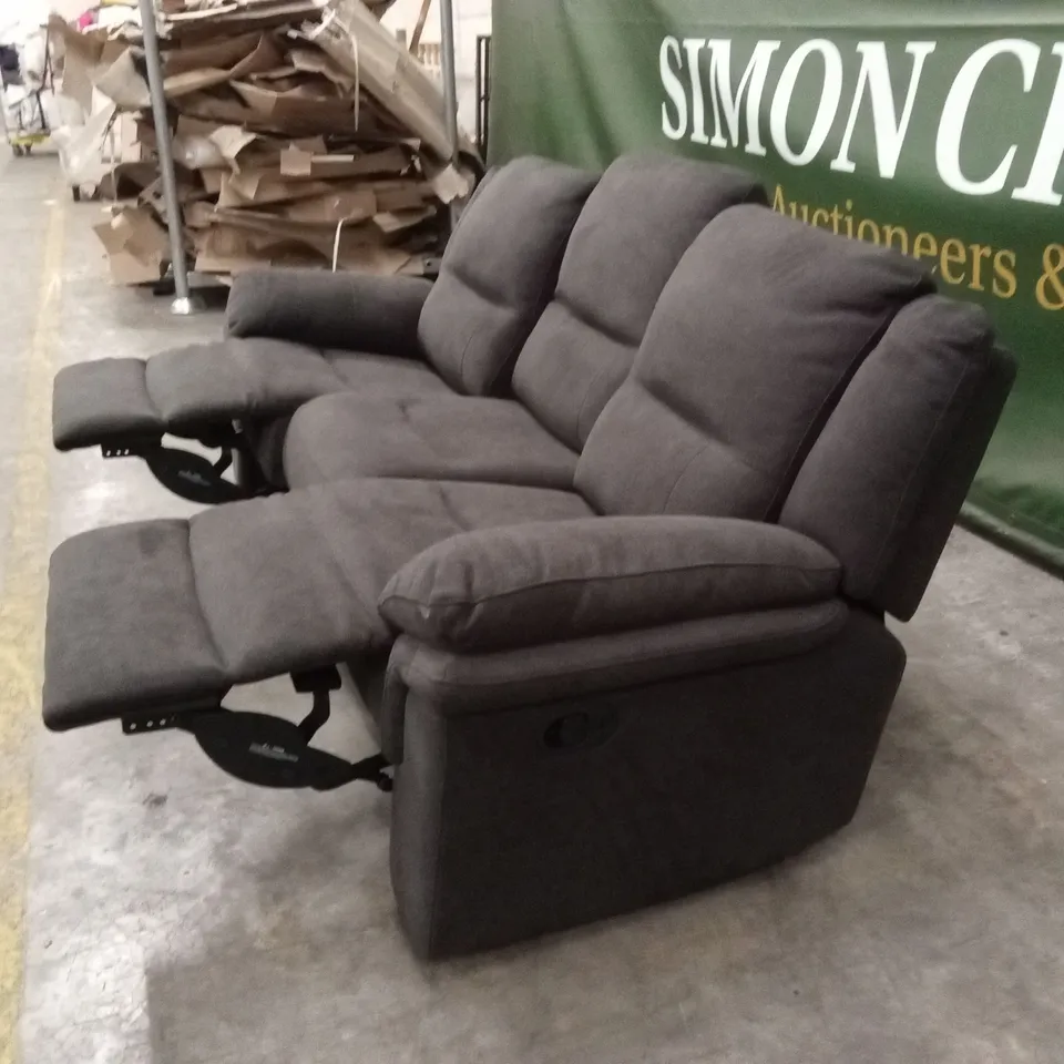 ALBION CHENILLE 3 SEATER HIGH BACK MANUAL RECLINER SOFA - CHARCOAL RRP £679