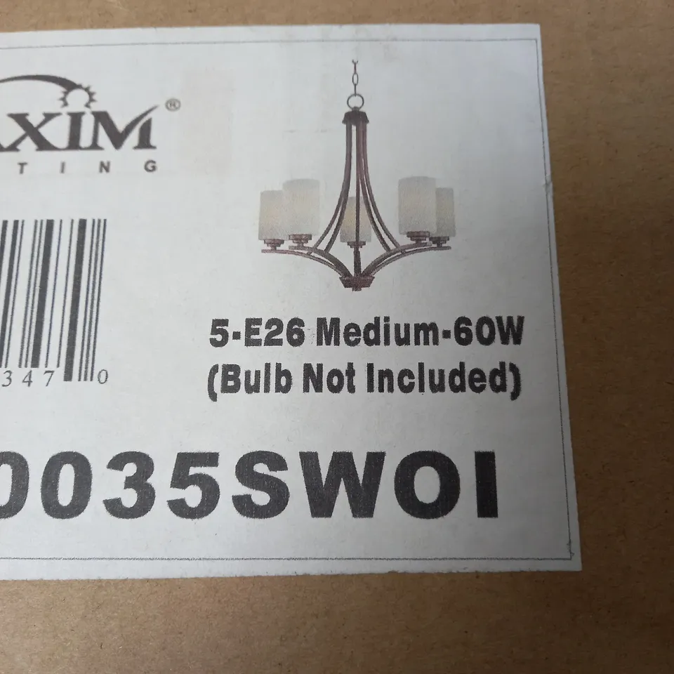 MAXIM LIGHTING DEVEN 5 LIGHT CEILING CHANDELIER WITH GLASS SHADE