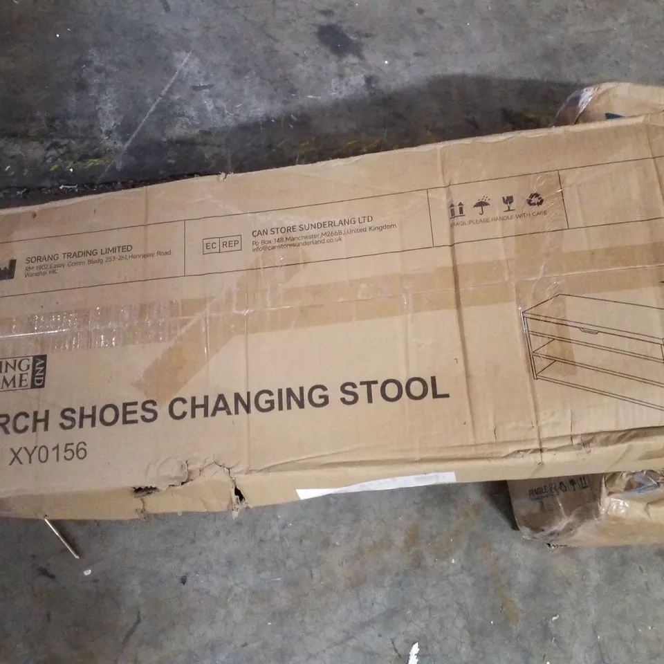 BOXED LIVING AND HOME PORCH SHOES CHANGING STOOL - WARM WHITE